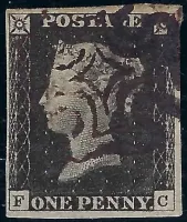 GB QV sg2vi 1840 1d black Plate 7 (FC) with BROWN MALTESE CROSS SG CAT £3,000