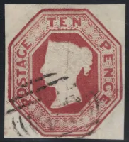 GB qv sg.57 10d brown embossed (vfu) sg cat £1,500