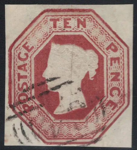 GB qv sg.57 10d brown embossed (vfu) sg cat £1,500
