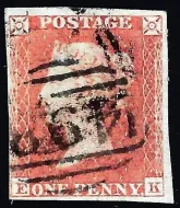 GB QV SG12 1d Red-Brown Plate 174 (EK) (Scarce Plate)