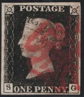 GB QV sg.2 1d Black plate 6 (SG) (VFU)