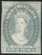 Tasmania SG.18var 4d Blue Perkins Bacon Proof