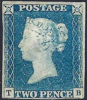 GB QV SG5 1840 2d Blue Plate 1 (TB) MH