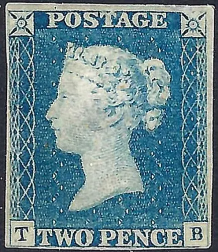GB QV SG5 1840 2d Blue Plate 1 (TB) MH