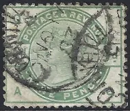GB QV SG195 9d Dull Green (AQ)