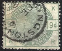 GB QV SG195 9d Dull Green (KR)