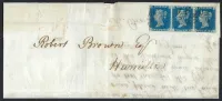 SG5 2d Blue Plate 1 (RB, RC, RD) Strip of 3 on Cover to Hamilton