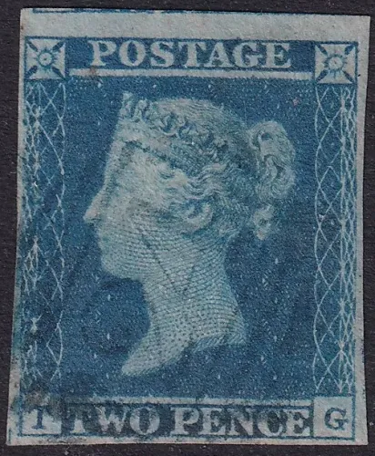 GB QV SG.14wb 2d Blue Plate 4 (TG) with Blue Cancel