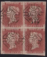 SG8th 1d Reds Plate 36 with GREENOCK Maltese Crosses