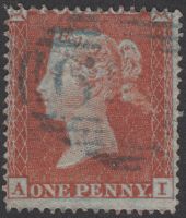 SG17 1d Red (AI) with BLUE IRISH Numeral Cancel