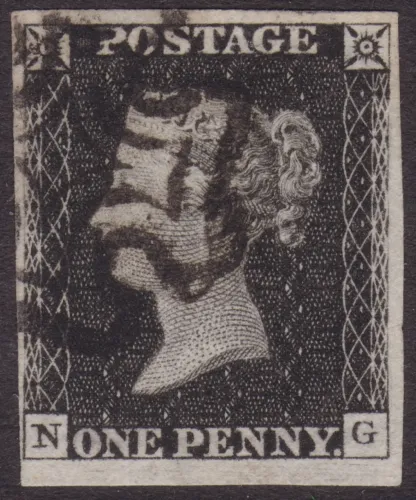 GB QV SG.2 1d Black Plate 1b (NG) Re-Entry SG Cat £550