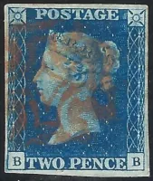 SG5f 2d Blue Plate 2 (BB) with Red Maltese Cross