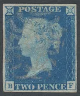 SG.5 2d Blue Plate 1 (BF) WHITE CIRENCESTER MALTESE CROSS