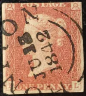 SG8.va 1d Red with HONITON Town Cancel