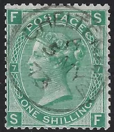 GB QV SG115 1/- Green Plate 7 (SF)