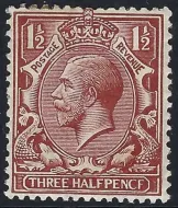 GB kgv SG364a 1½d Chestnut PENCF Error (MH)