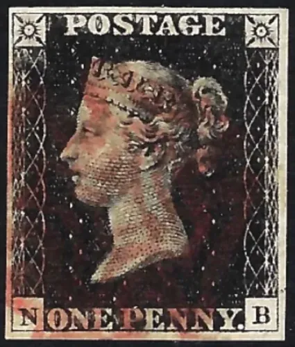 GB QV SG2 1d Black Plate 6 (NB)