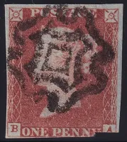 GB QV SG.8 1d Red Plate 34 (BA) with NORWICHMaltese Cross