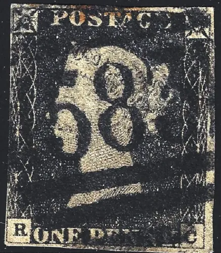 SG.2za 1d Black Plate 2 (RC) with 1844 Cancel