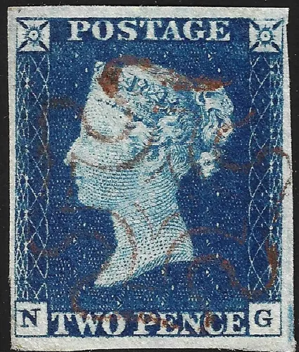 SG.4 2d Deep Full Blue Plate 1 (NG) with Reddish-Brown MX