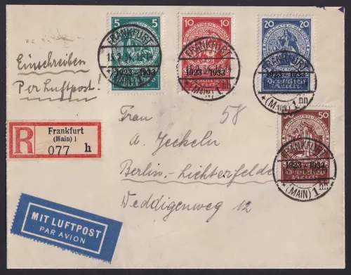 Germany 1933 SG.522-525 Welfare Fund Airmail Cover Wmk Swastika