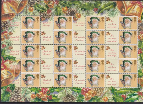 LS10 2002 Christmas Royal Mail Generic Smilers Sheet