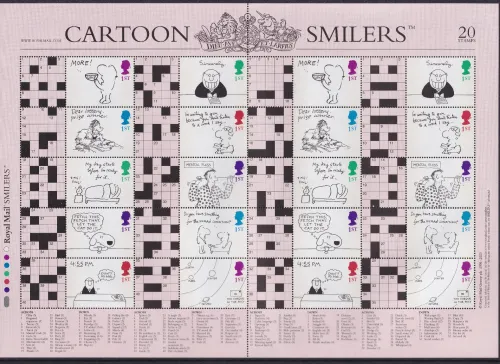 LS13 2003 Crossword Cartoons Royal Mail Generic Smilers Sheet