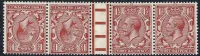 GB kgv SG420a Variety. 1½d chestnut Interpanneau Tete - Beche Strip of 4 (MNH)