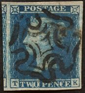 SG13 1841 2d Blue Plate 3 (TK) Dry Print